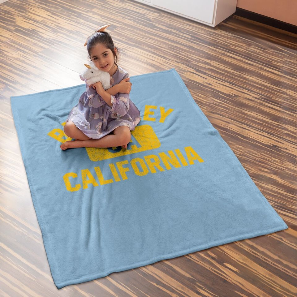 Berkeley Ca California Gym Style Distressed Amber Print Baby Blanket