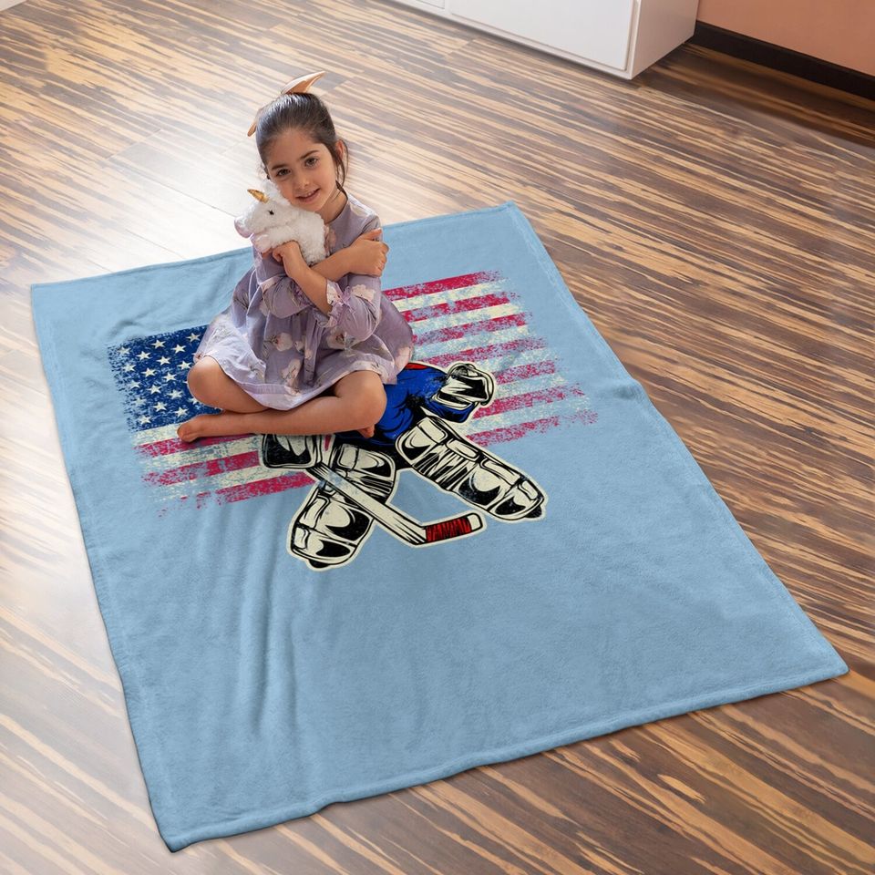 Ice Hockey Goalie Usa Flag Gift For Goalie Baby Blanket