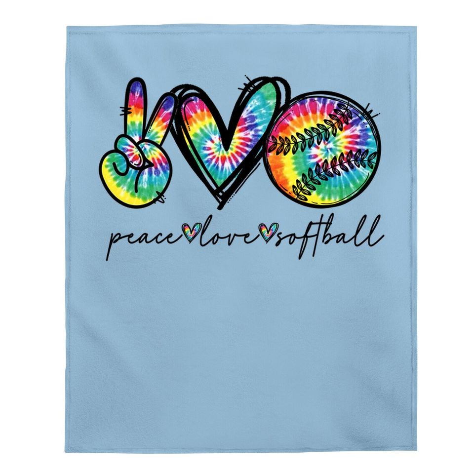 Peace Love Softball Tie Dye Cute Softball Lovers Baby Blanket