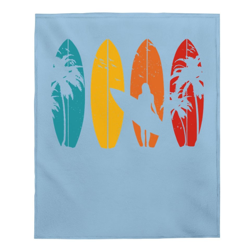 Surfer Gift Vintage Surfing Surf Board Beach Baby Blanket