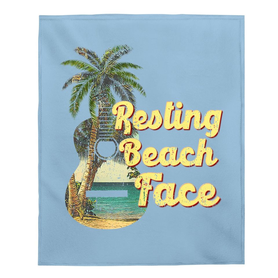 Resting Beach Face Baby Blanket Guitar Coconut Tree Tropical