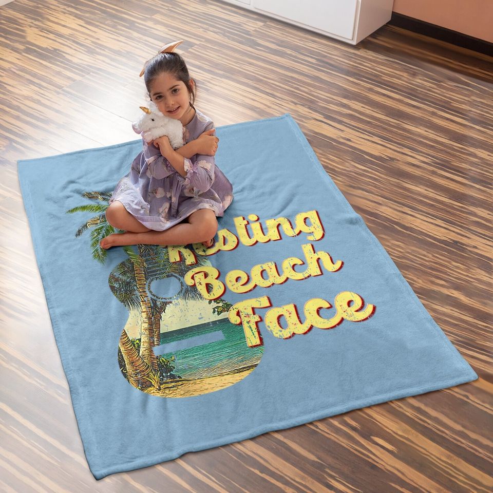 Resting Beach Face Baby Blanket Guitar Coconut Tree Tropical