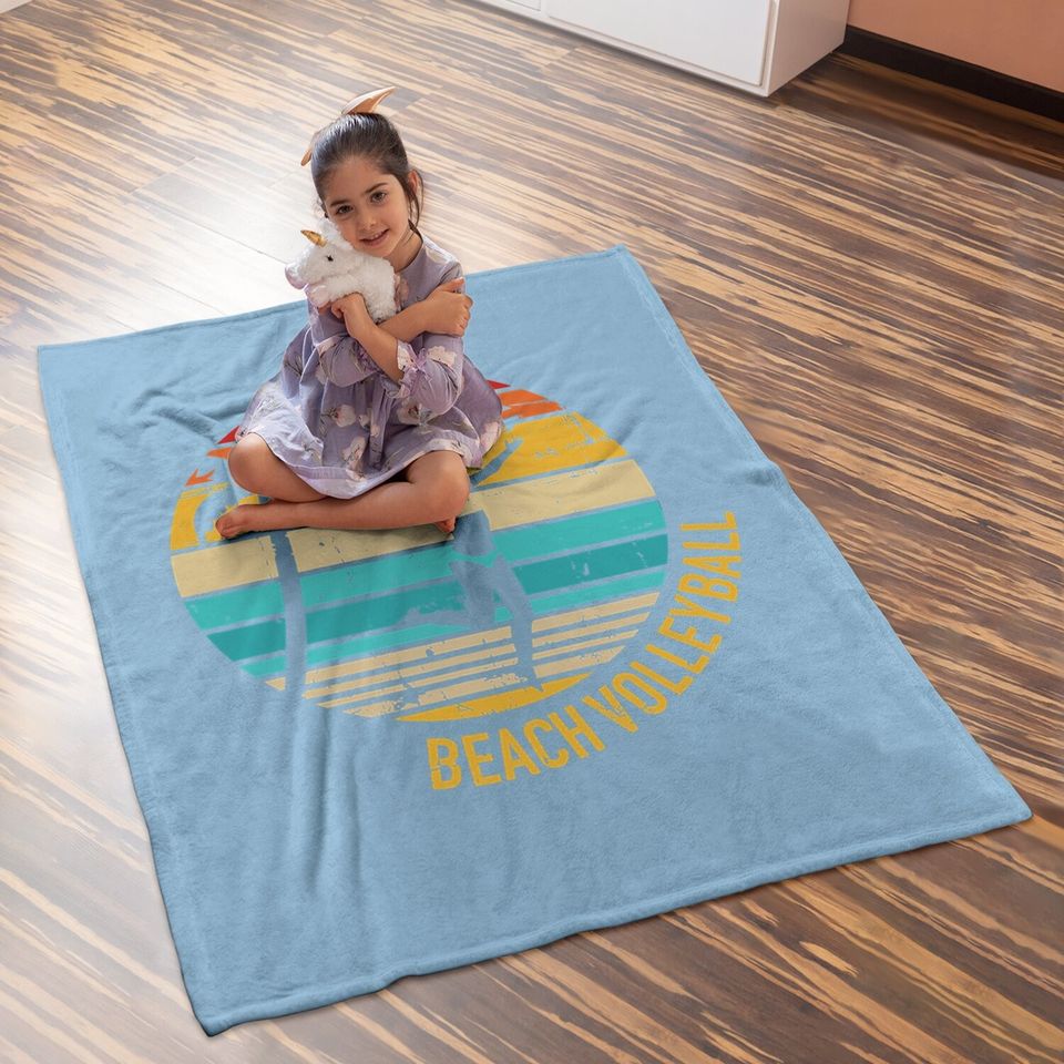 Beach Volleyball Vintage Retro Baby Blanket