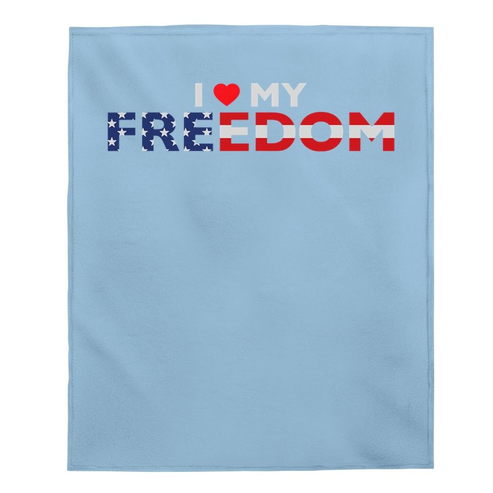 Patriotic I Love My Freedom Baby Blanket
