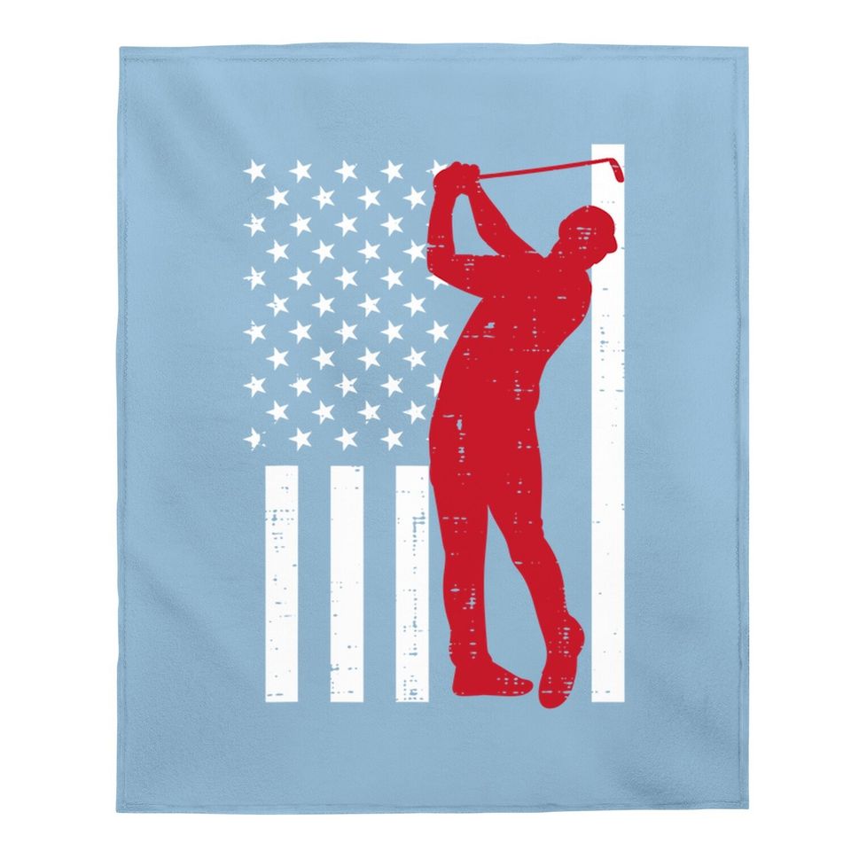 Flag Golfer Vintage Golfing Patriotic Golf Lover Baby Blanket