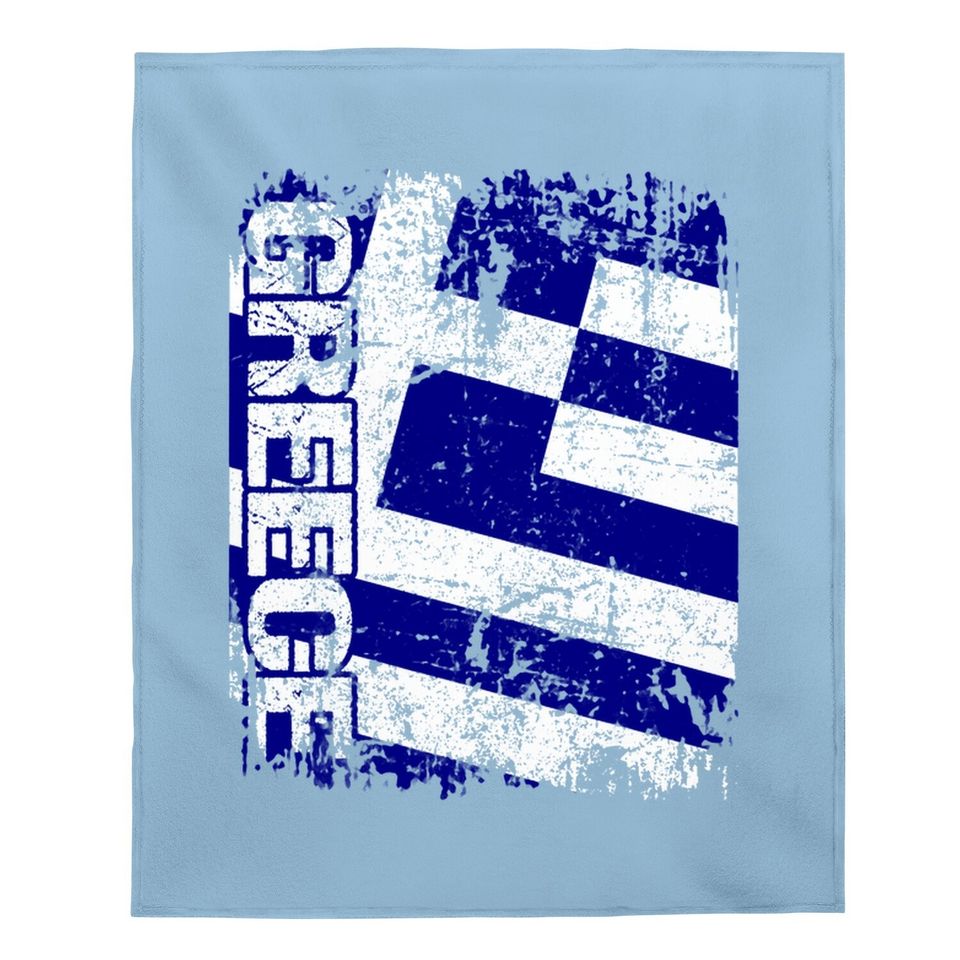 Greece Flag Vintage Distressed Greece Baby Blanket
