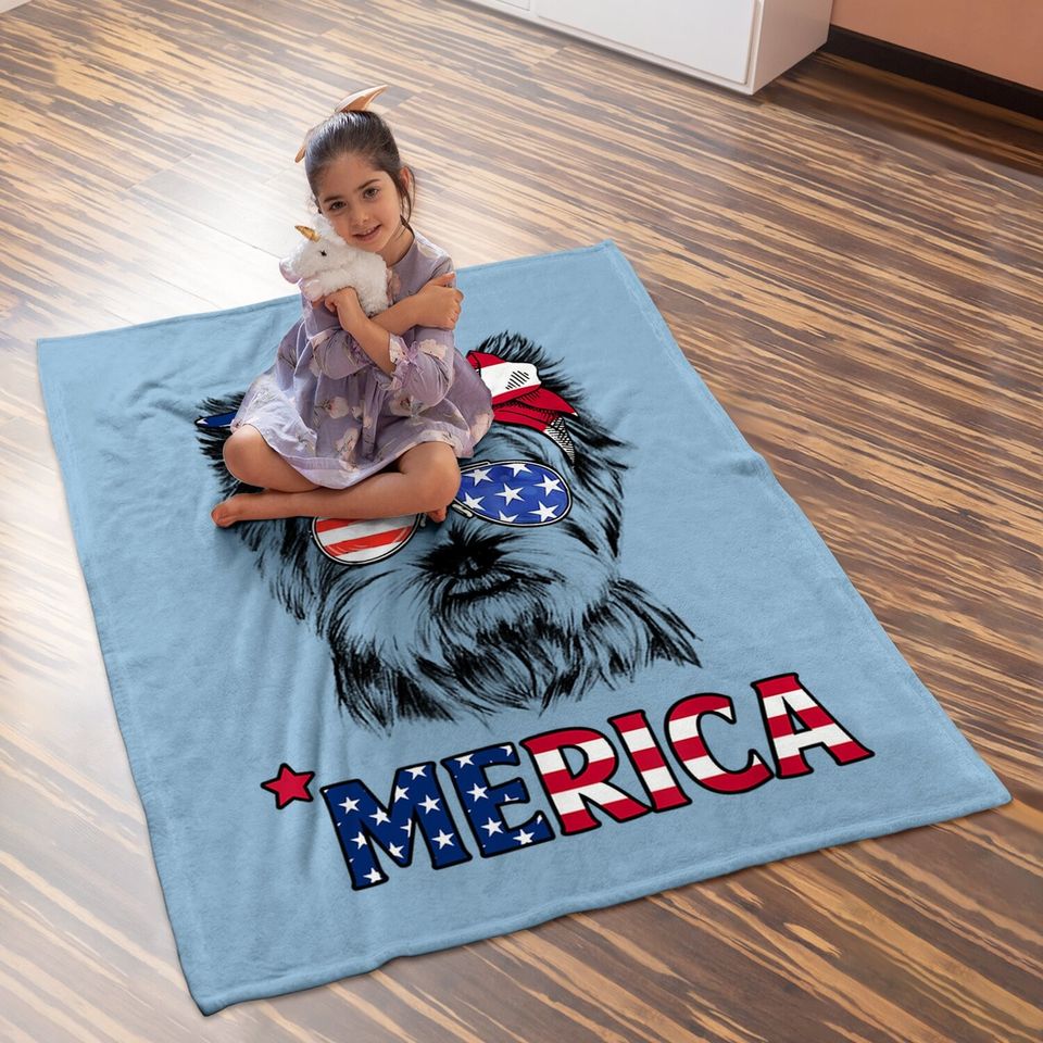 American Flag Yorkshire Terrier Yorkie Mom Baby Blanket
