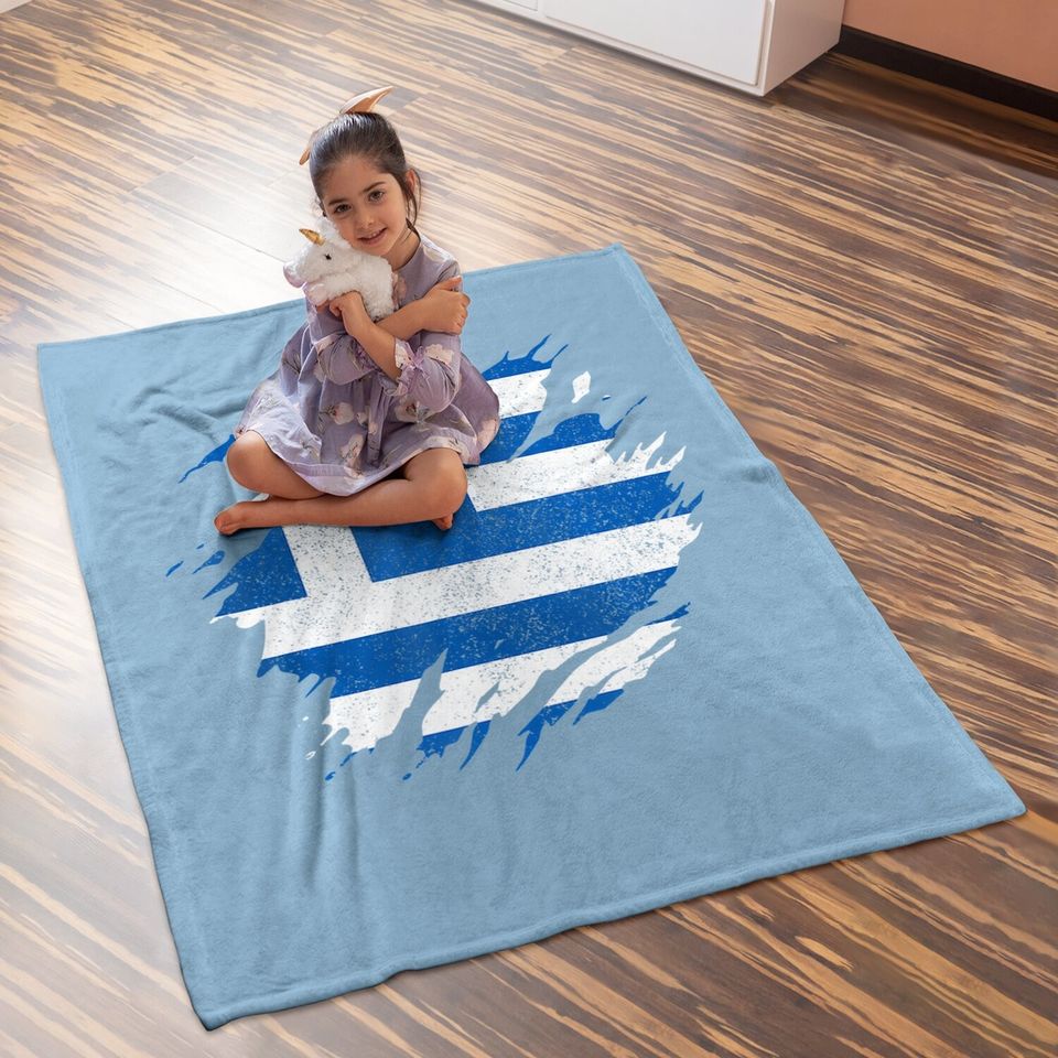 Greece Flag Greek Pride Vintage Greece Baby Blanket