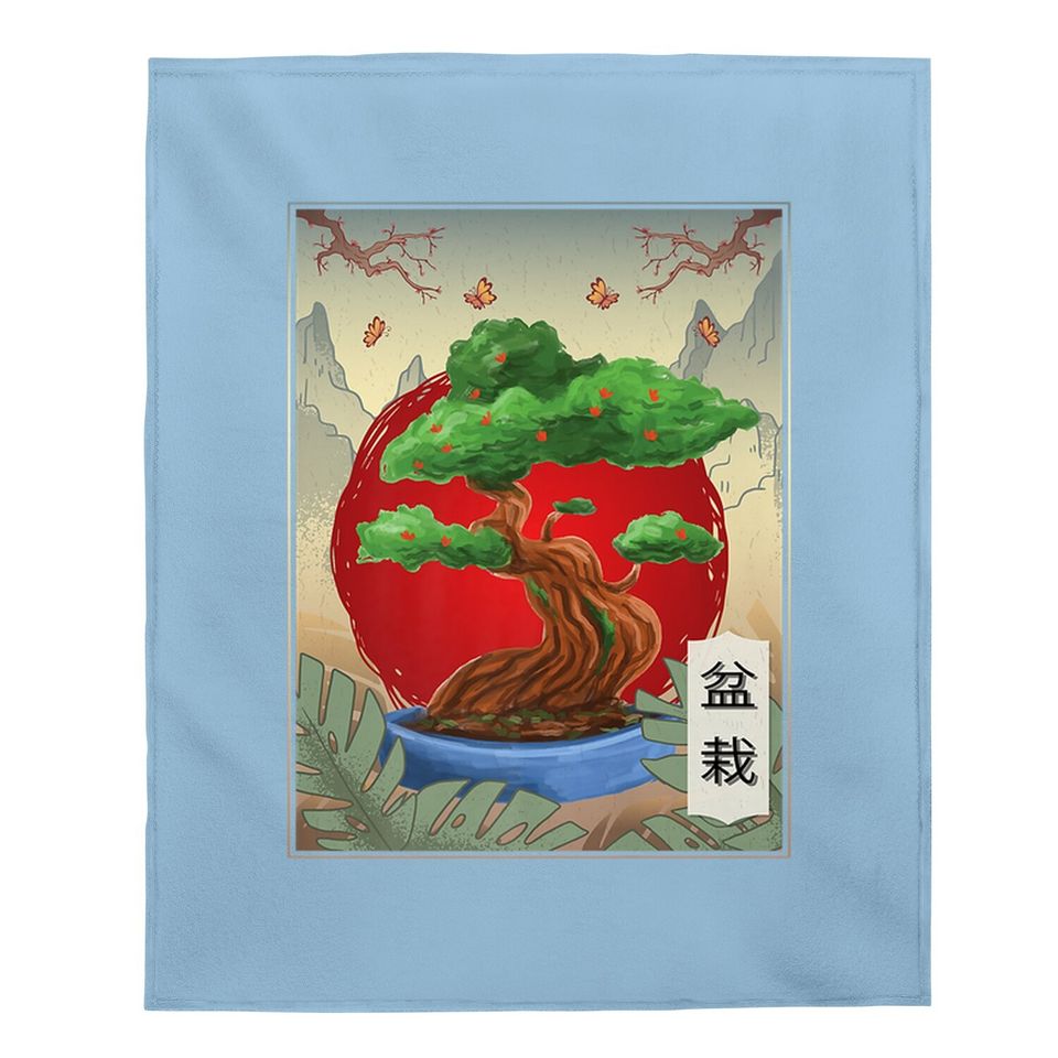 Bonsai Tree Buddhist Japanese Nature Butterfly Baby Blanket