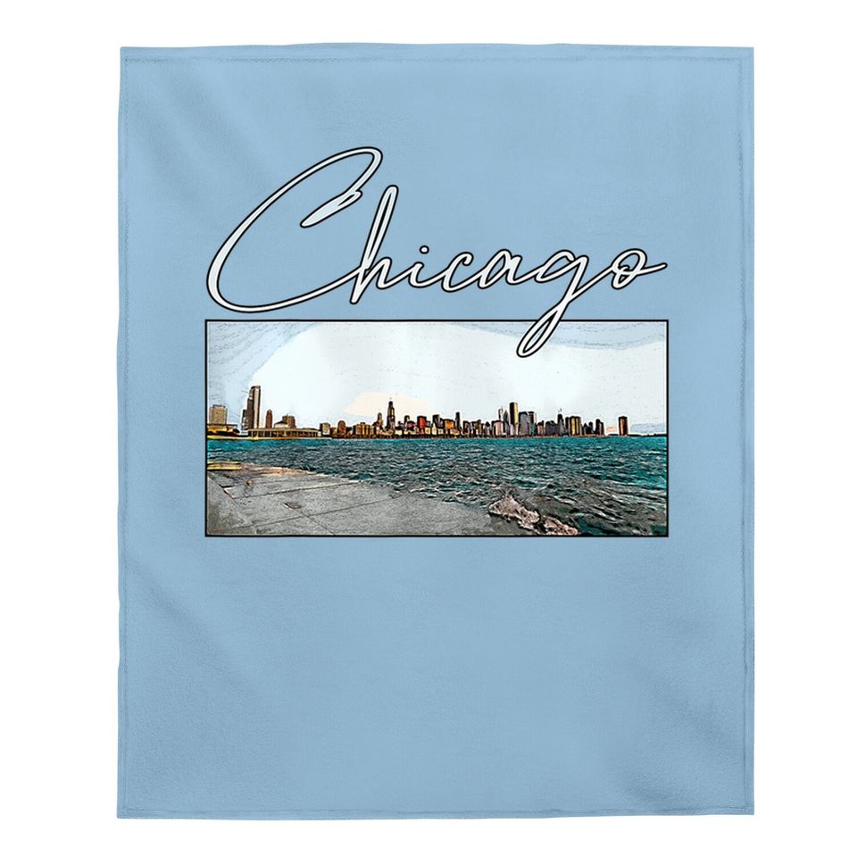 Downtown Chicago Clothing Skyline Baby Blanket Skyscraper Lakefront Baby Blanket