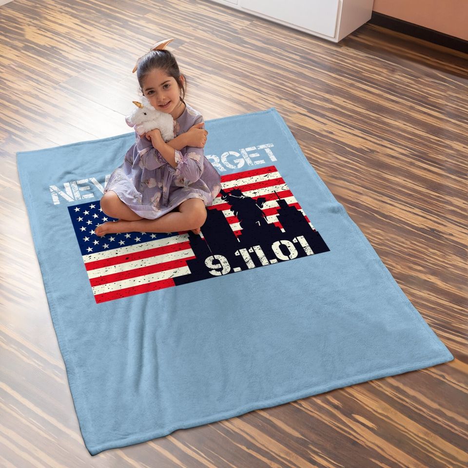 Vintage Never Forget Patriotic 911 Baby Blanket