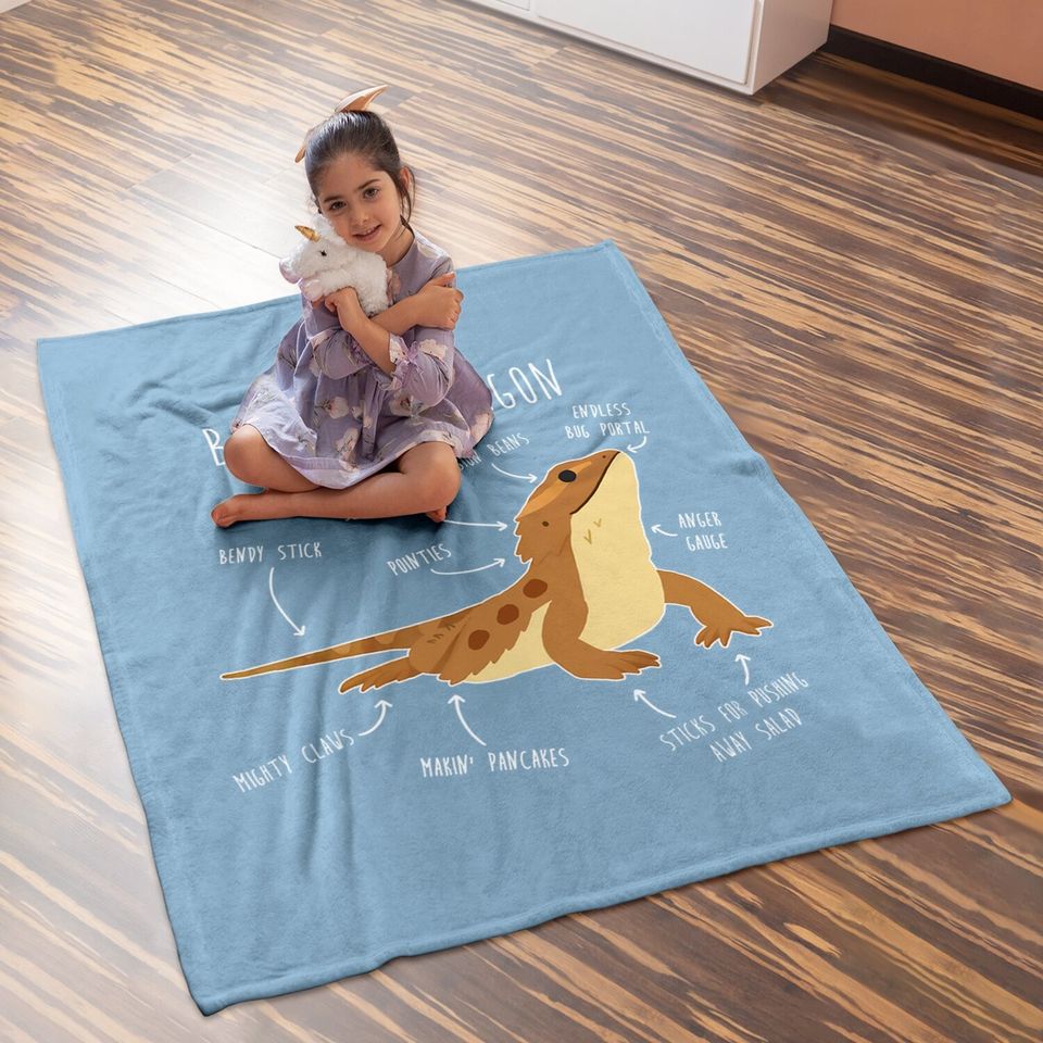 The Anatomy Of A Bearded Dragon, Pet Reptile Lizard Lover Baby Blanket