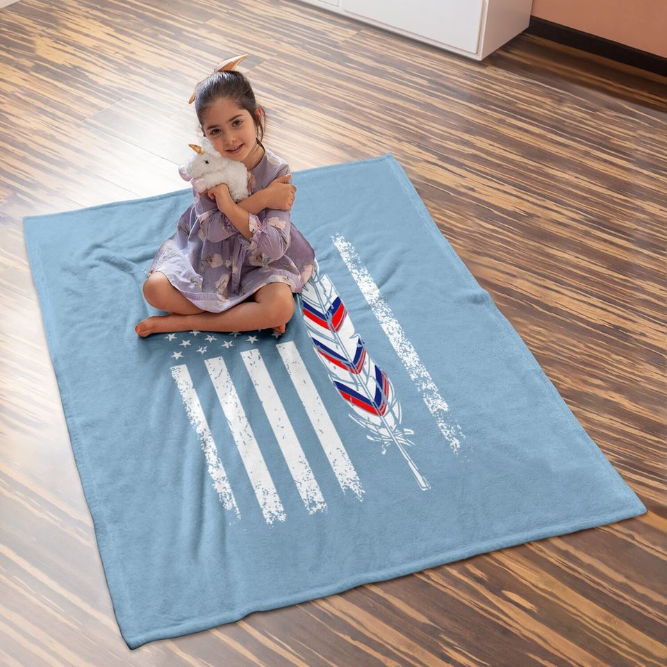 American Flag Native Tribe Feather Pride Baby Blanket