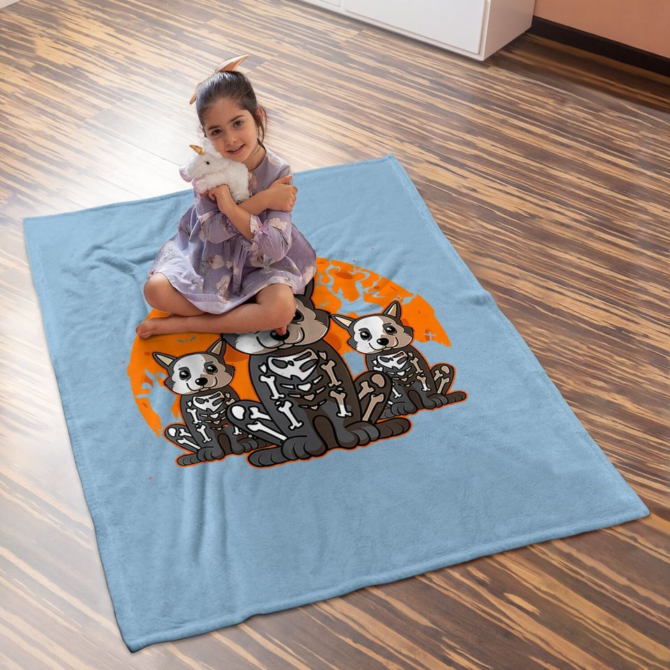 Corgi Skeleton Halloween Cute Graphic Baby Blanket