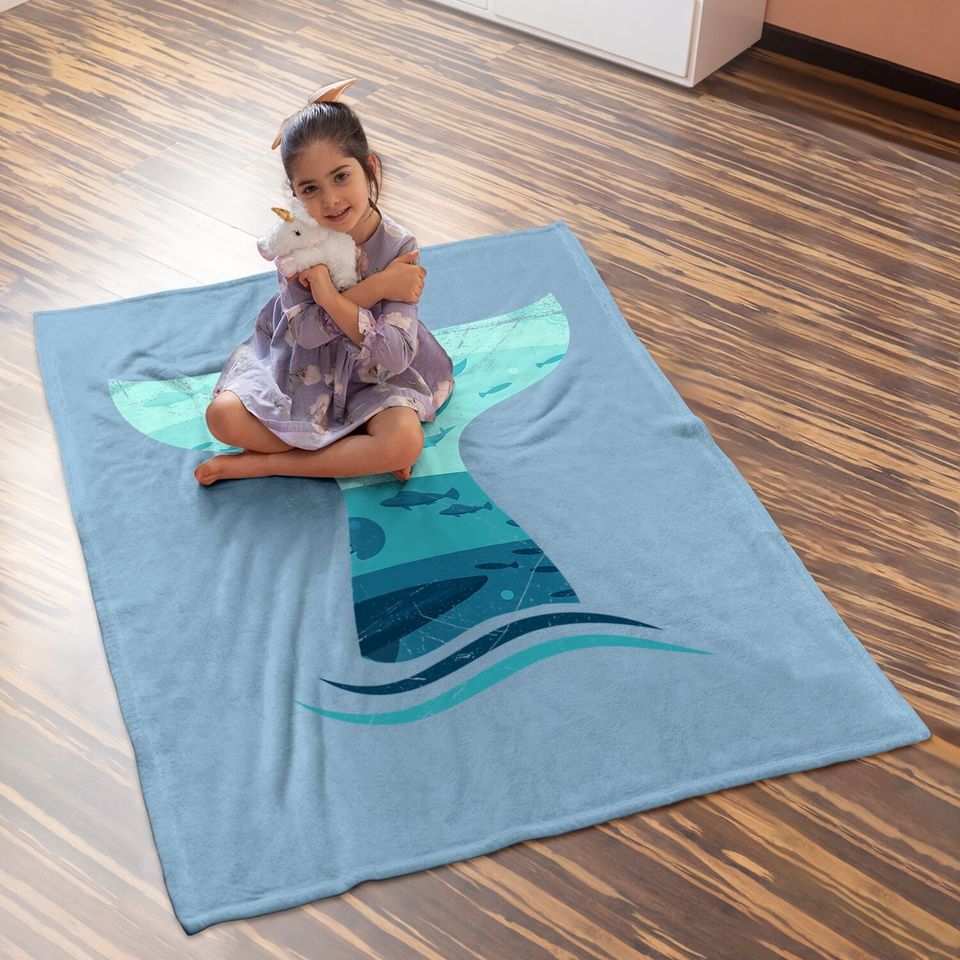 Whale Tail In Waves Orca Ocean Baby Blanket