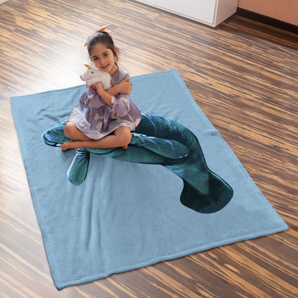 Chubby Manatee Sea Cow Dugong Lover Floaty Potato Sea Animal Baby Blanket
