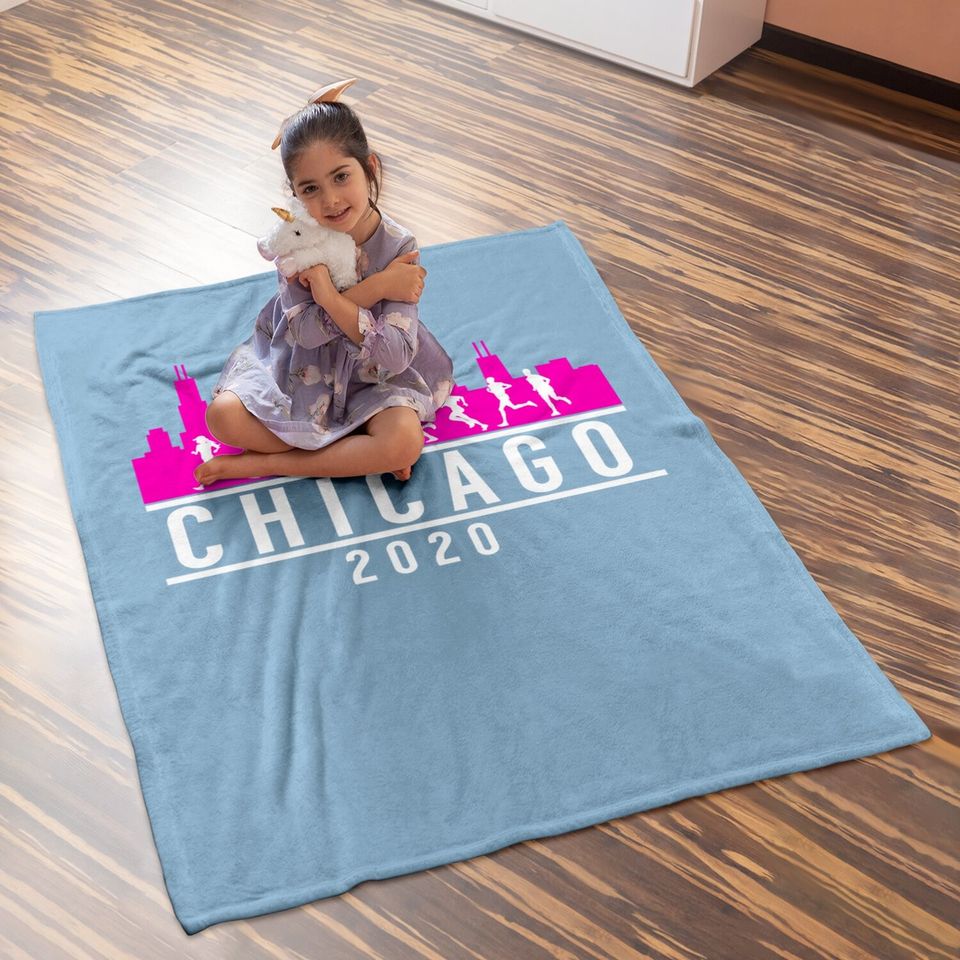 Chicago Skyline Runners Baby Blanket