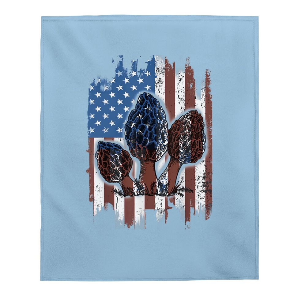 Morel Mushroom Hunter Patriotic Usa Flag Baby Blanket