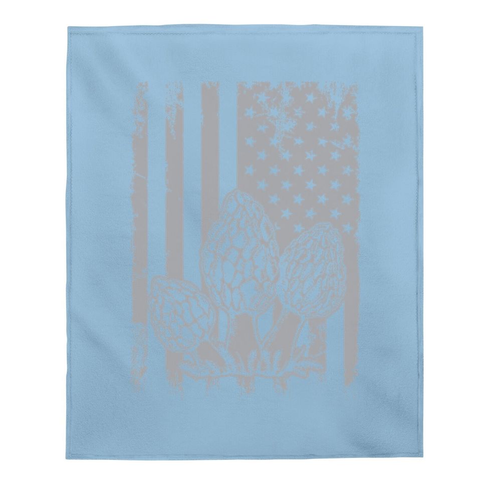 Morel Mushrooms American Flag Patriotic Fathers Day Baby Blanket
