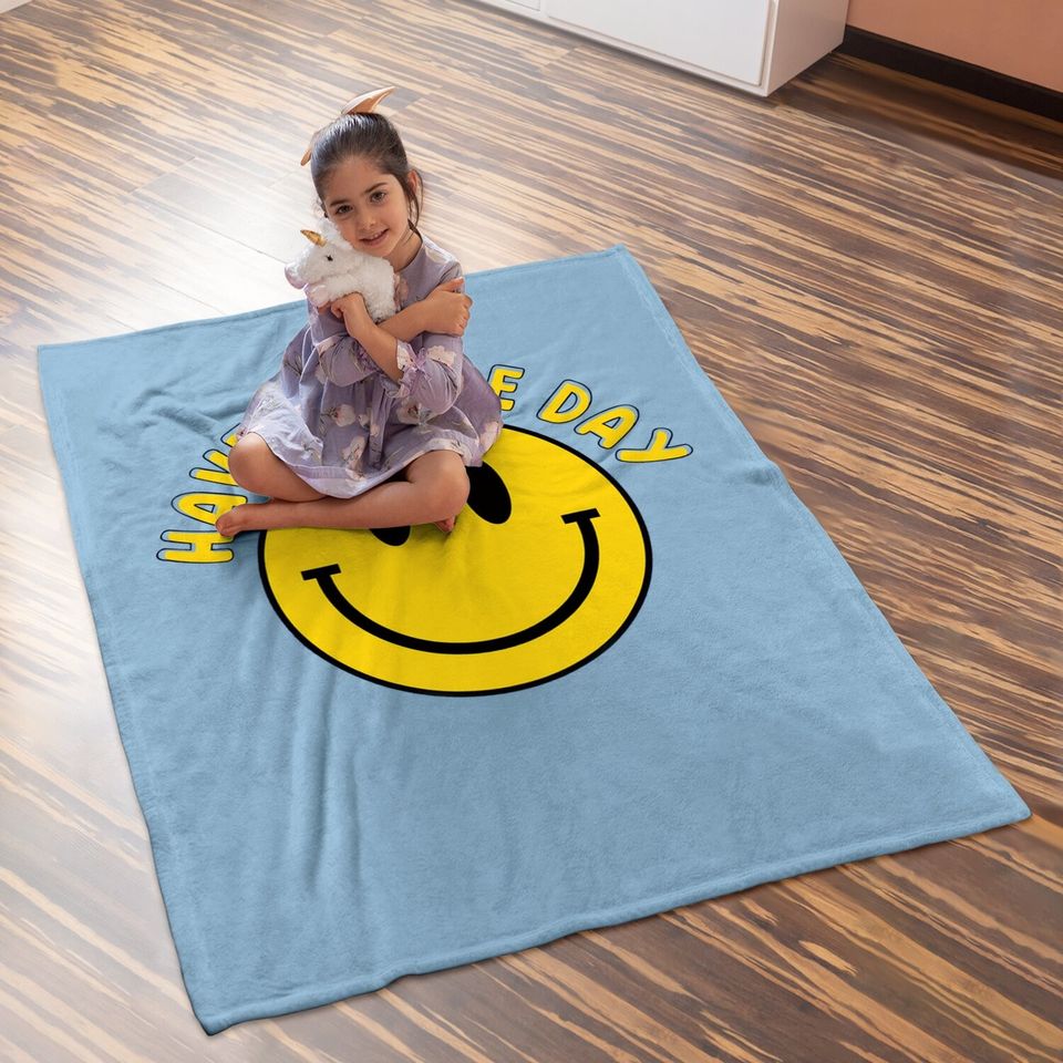 Have A Nice Day Smile Happy Face Emoji Retro Baby Blanket