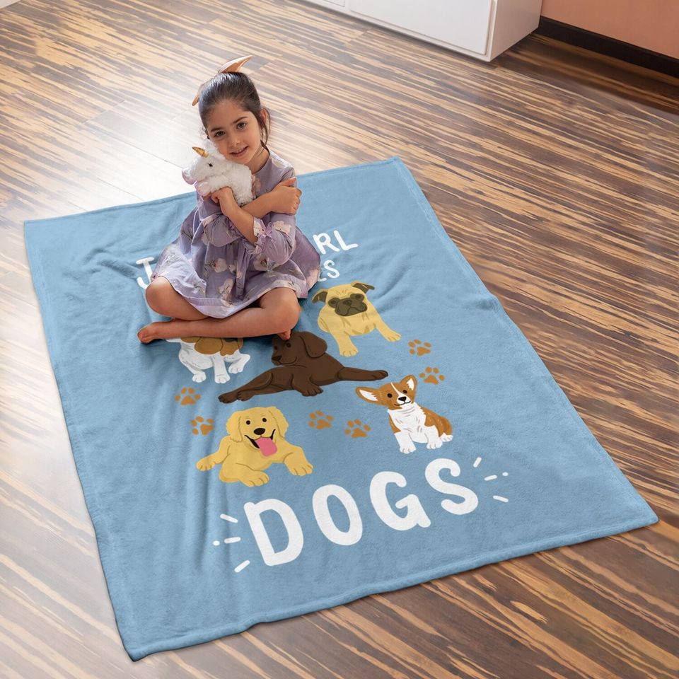 Just A Girl Who Loves Dogs Dog Lover Gift For Girls Baby Blanket