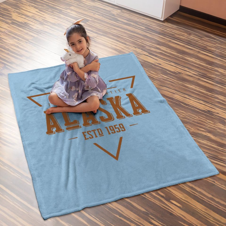 Vintage Denali Mountain Alaska The Last Frontier Logo Baby Blanket