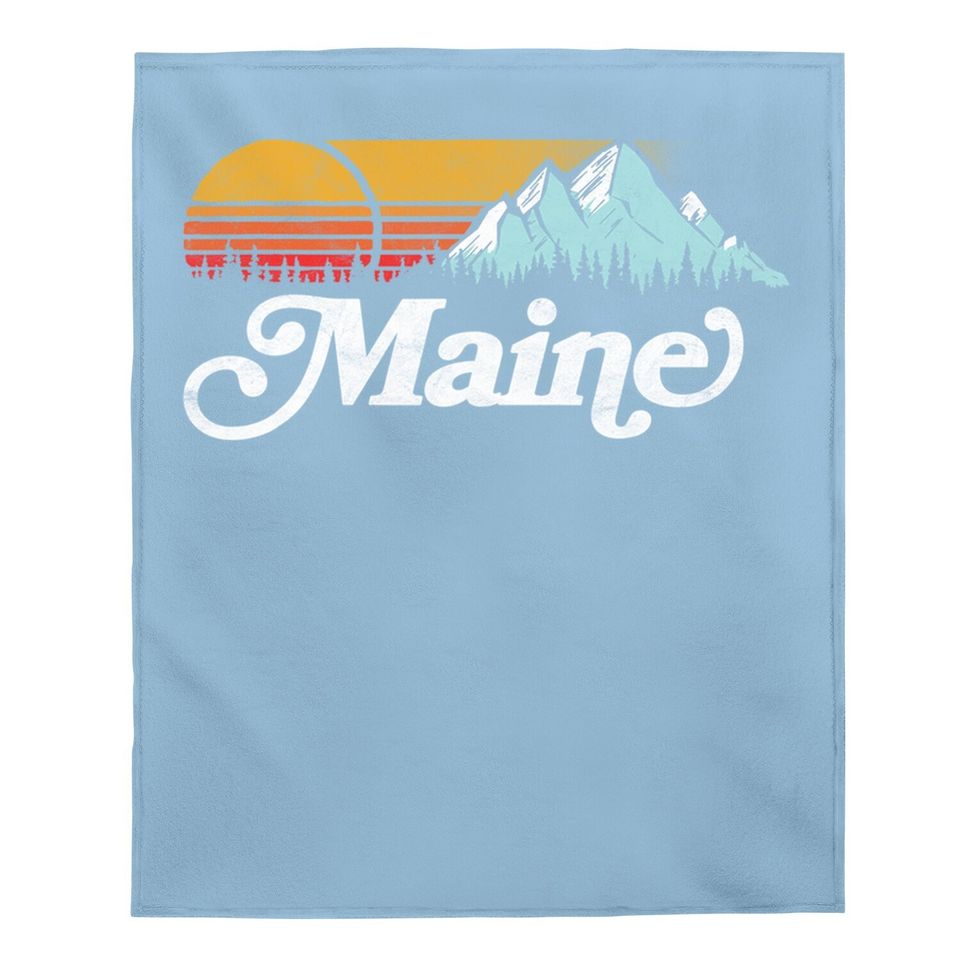 Retro Vibe Maine Vintage Mountains & Sun Baby Blanket