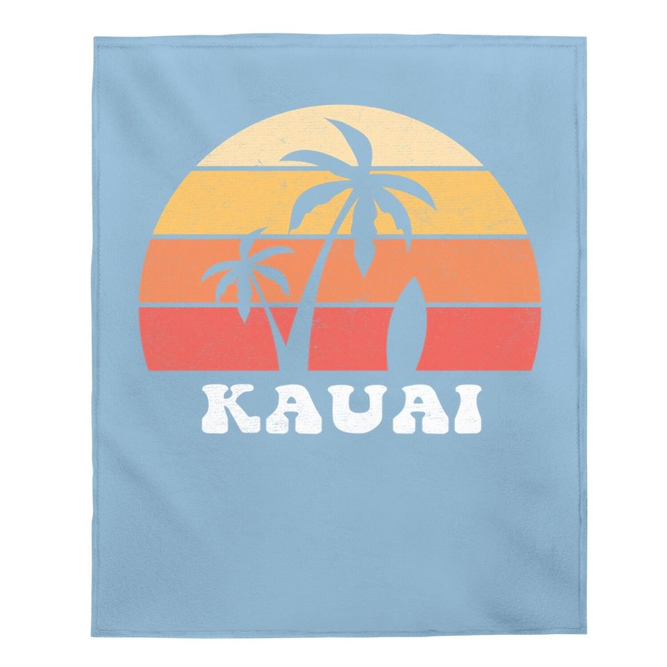 Kauai Hawaii Island Palm Tree 70s 80s Baby Blanket