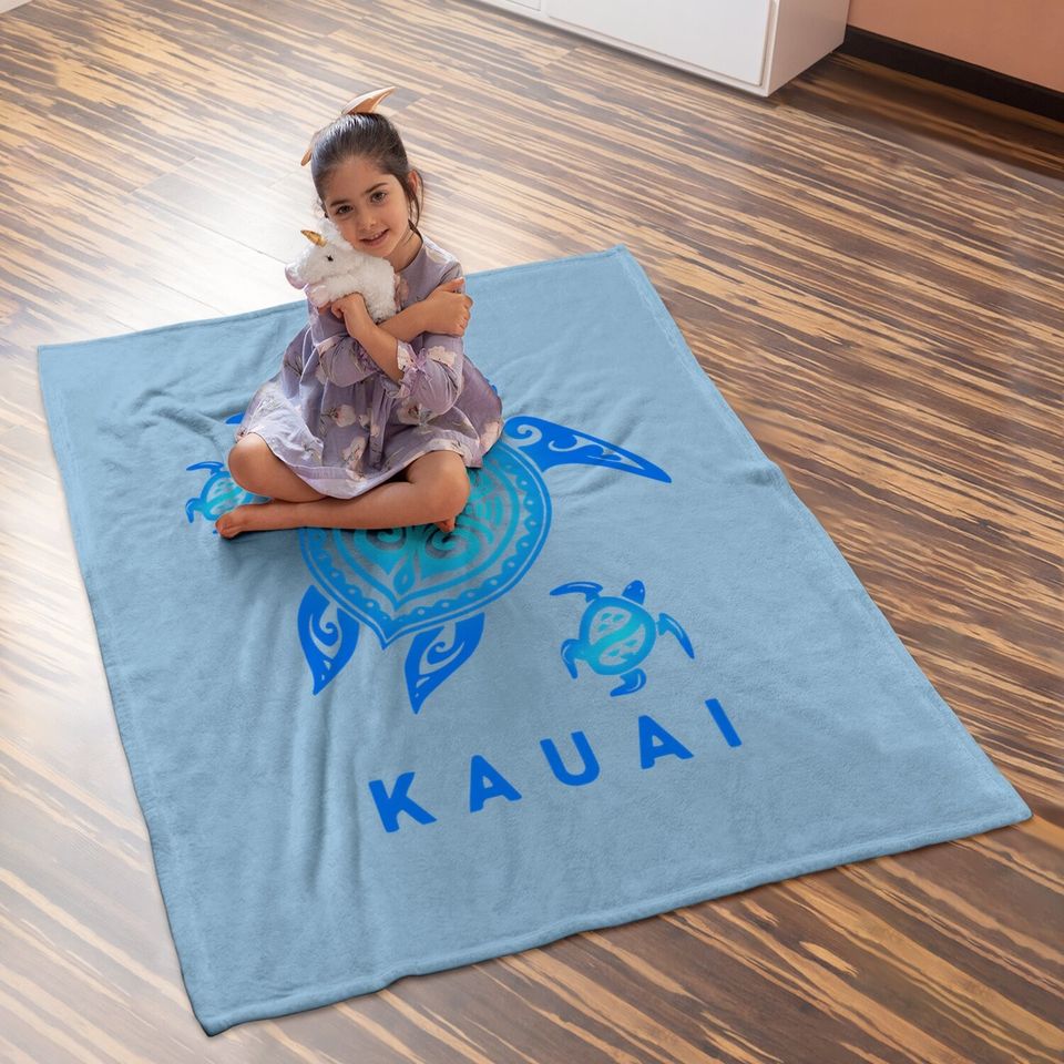 Kauai Hawaii Sea Blue Tribal Turtle Baby Blanket