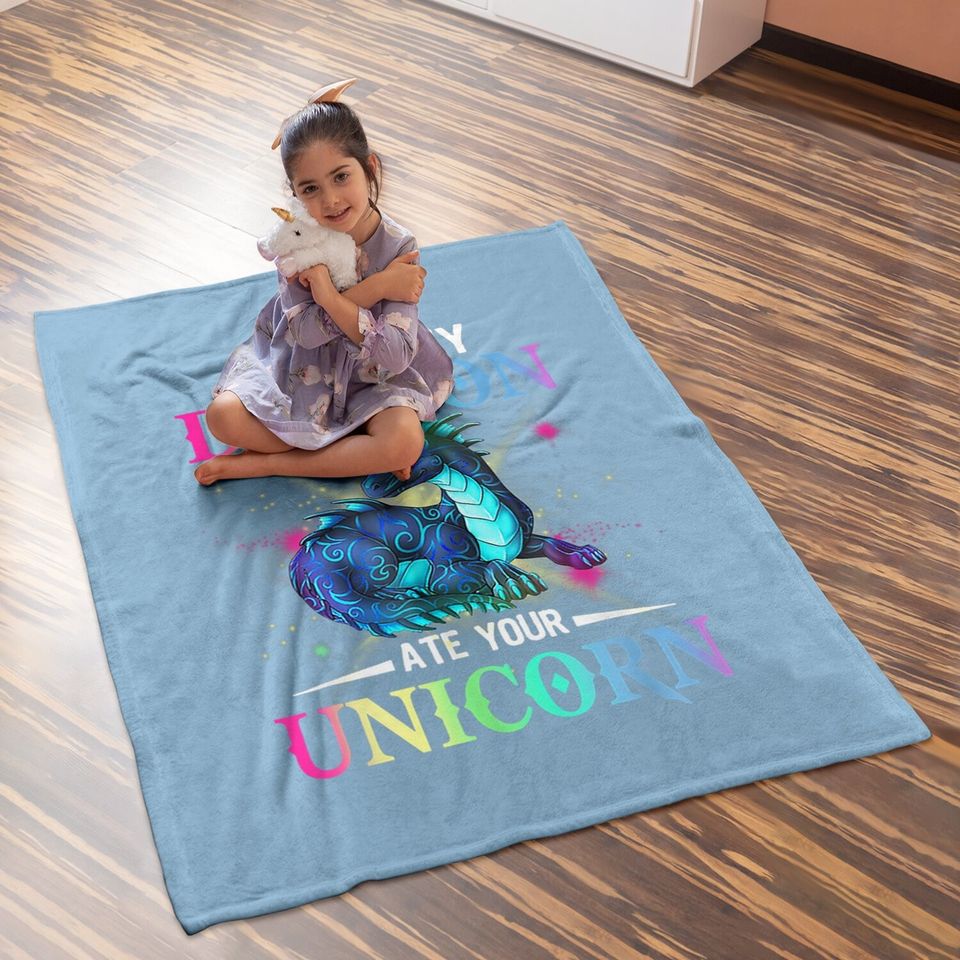 Sorry My Dragon Ate Your Unicorn Baby Blanket