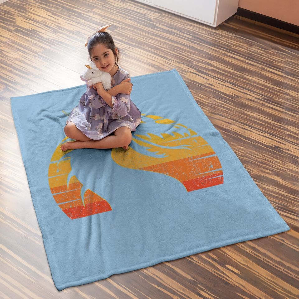 Retro Vintage Sunset Dragon Baby Blanket