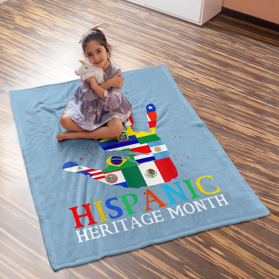 National Hispanic Heritage Flag Countries Hands Latino Baby Blanket
