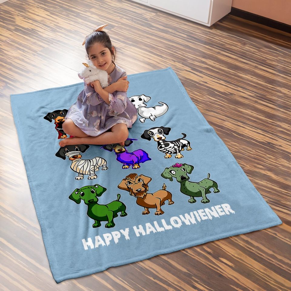 Dachshund Happy Halloweiner Funny Halloween Dogs Lover Baby Blanket