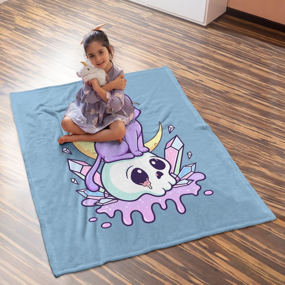 Kawaii Pastel Goth Cute Creepy Witchy Baby Blanket