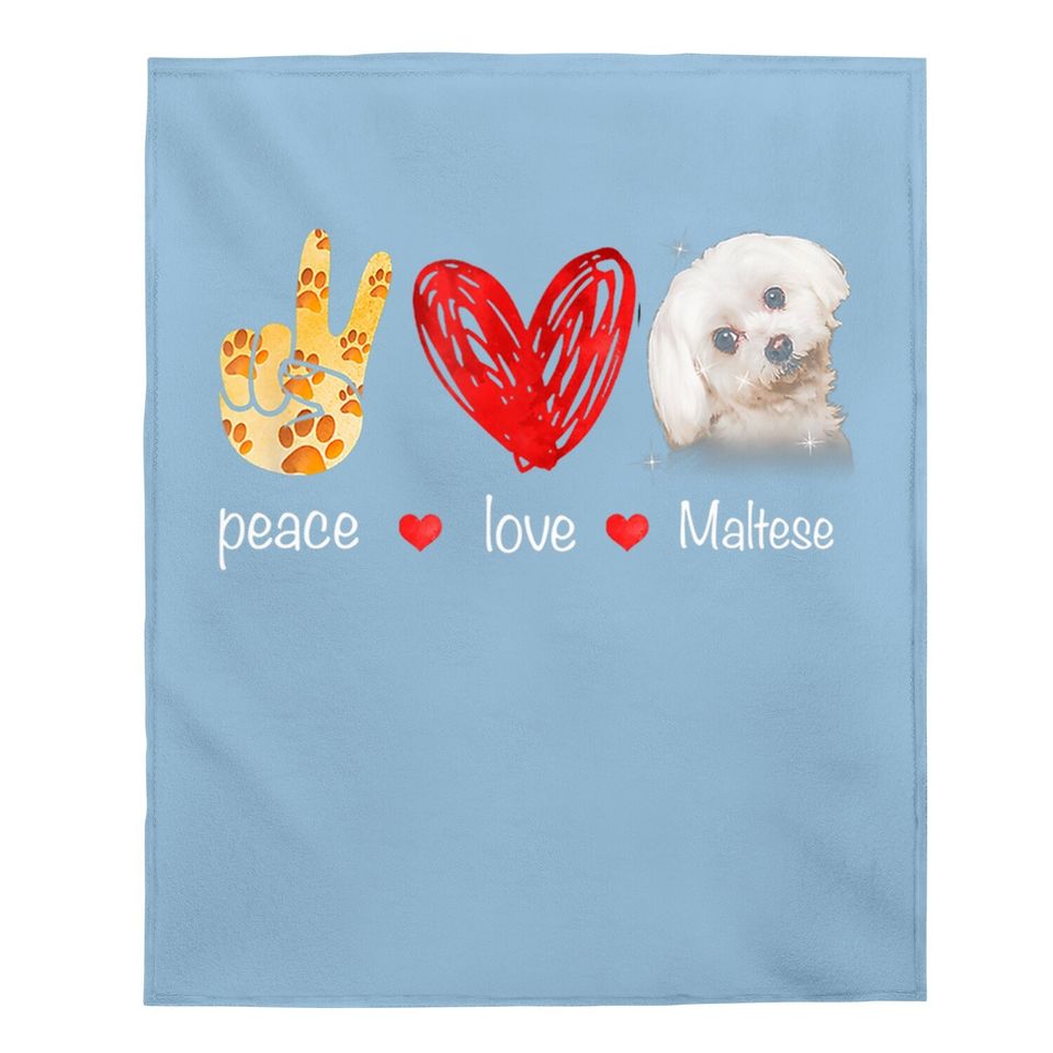 Peace Love Maltese Dog Baby Blanket