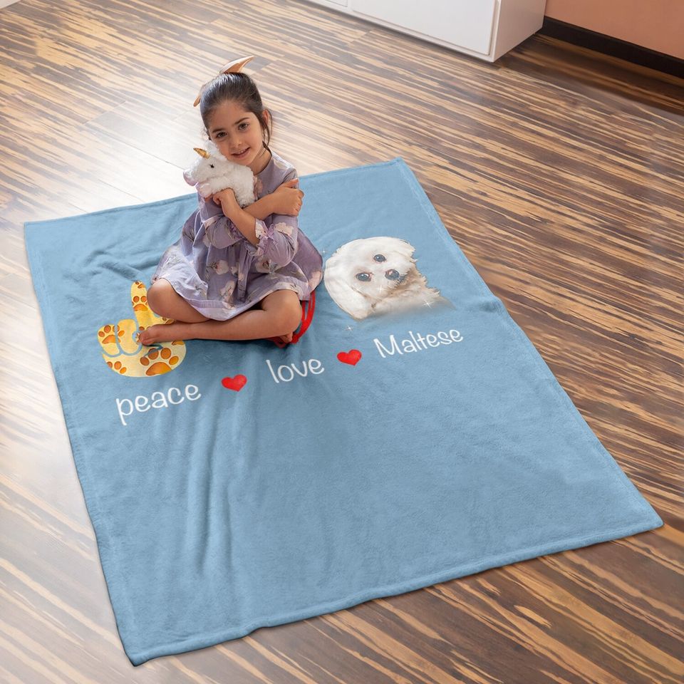 Peace Love Maltese Dog Baby Blanket