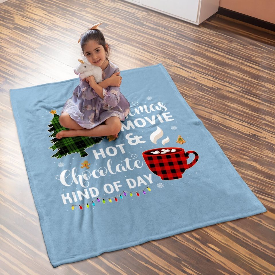 It's A Christmas Movie & Hot Chocolate Plaid Christmas Tree Baby Blanket
