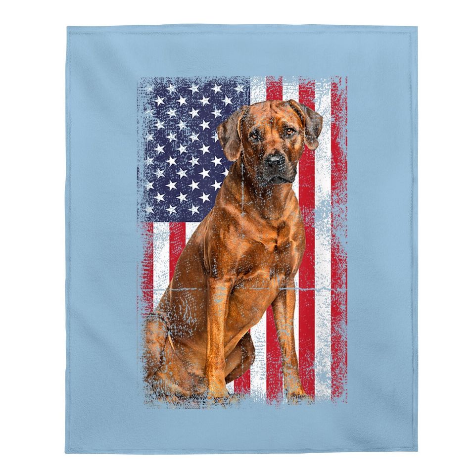 Rhodesian Ridgeback Dog American Flag Vintage Baby Blanket