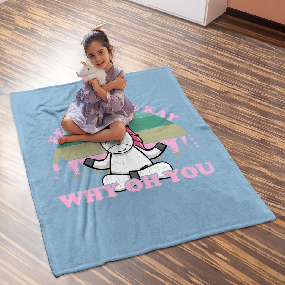 Eff You See Kay Why Oh You Vintage Unicorn Yoga Funny Baby Blanket