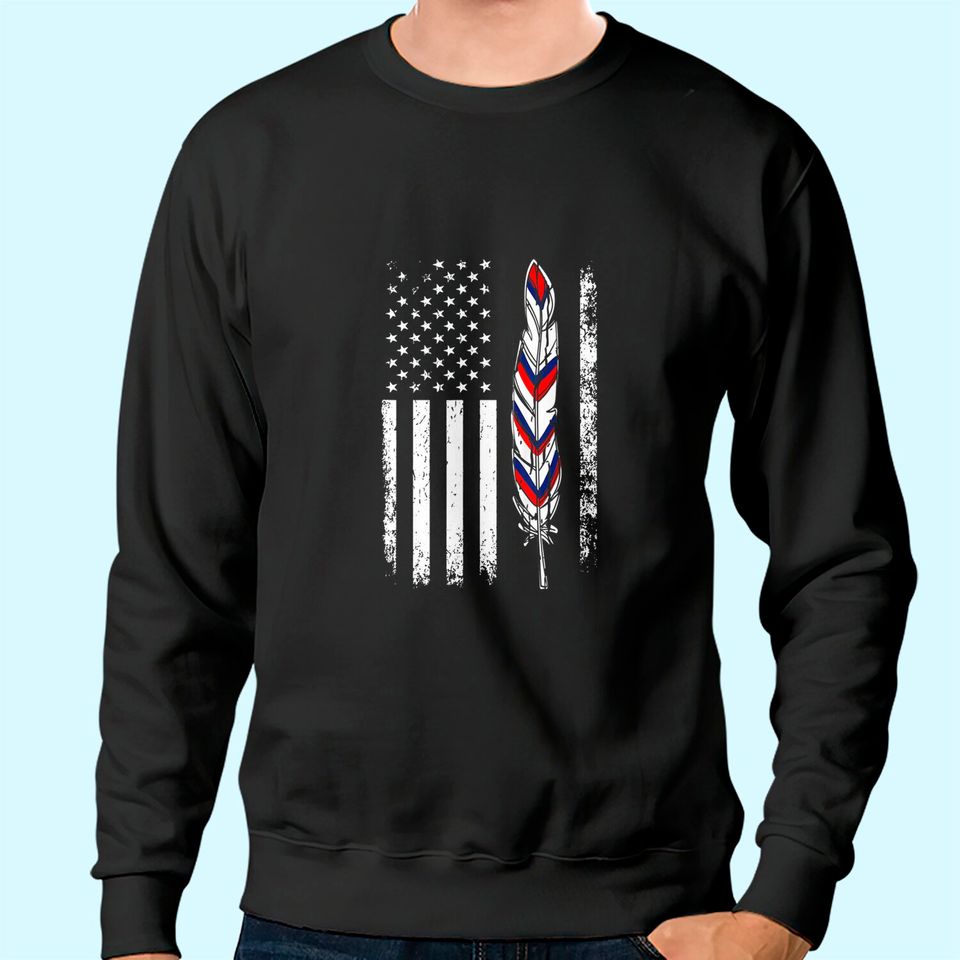 American Flag Native Tribe Feather Pride Sweatshirt