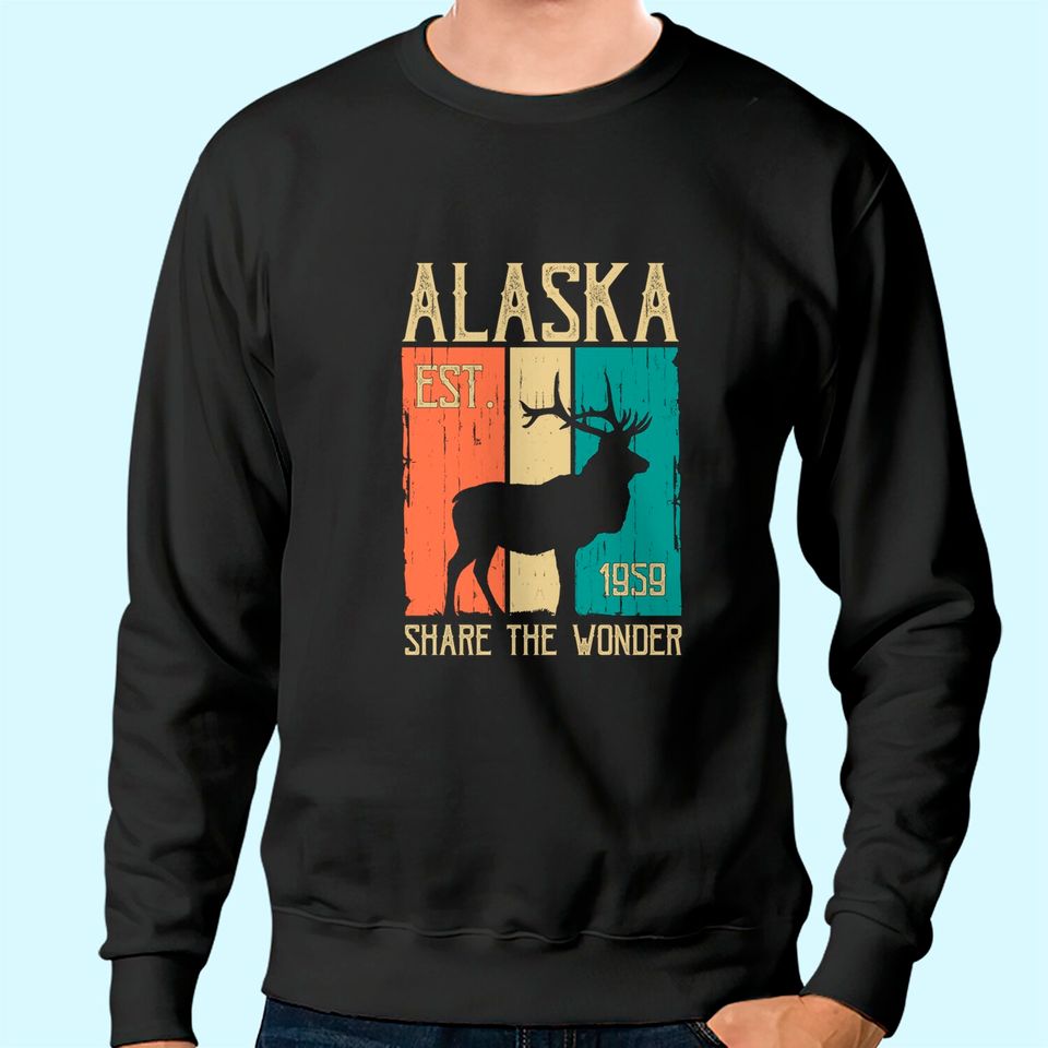Vintage Sports Design Alaskan Elk for Alaska Day Sweatshirt