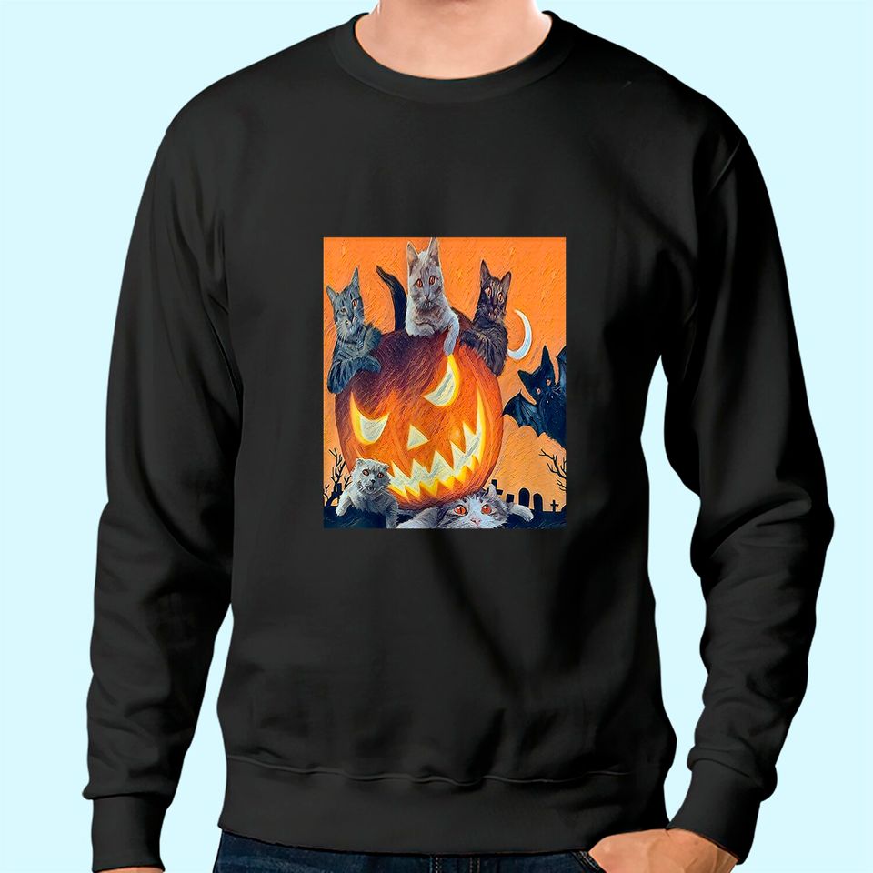 Mens Cat Halloween Sweatshirt
