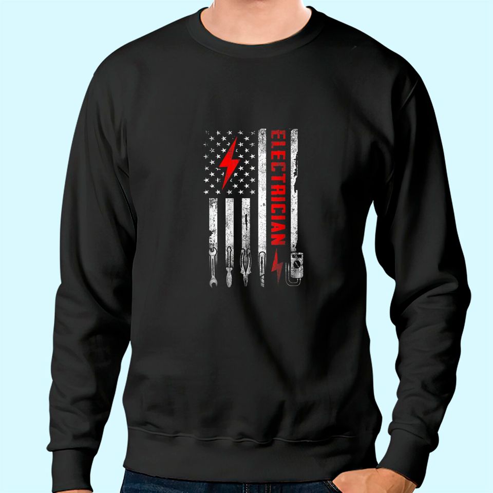 Patriotic American Flag Electrician Sweatshirt