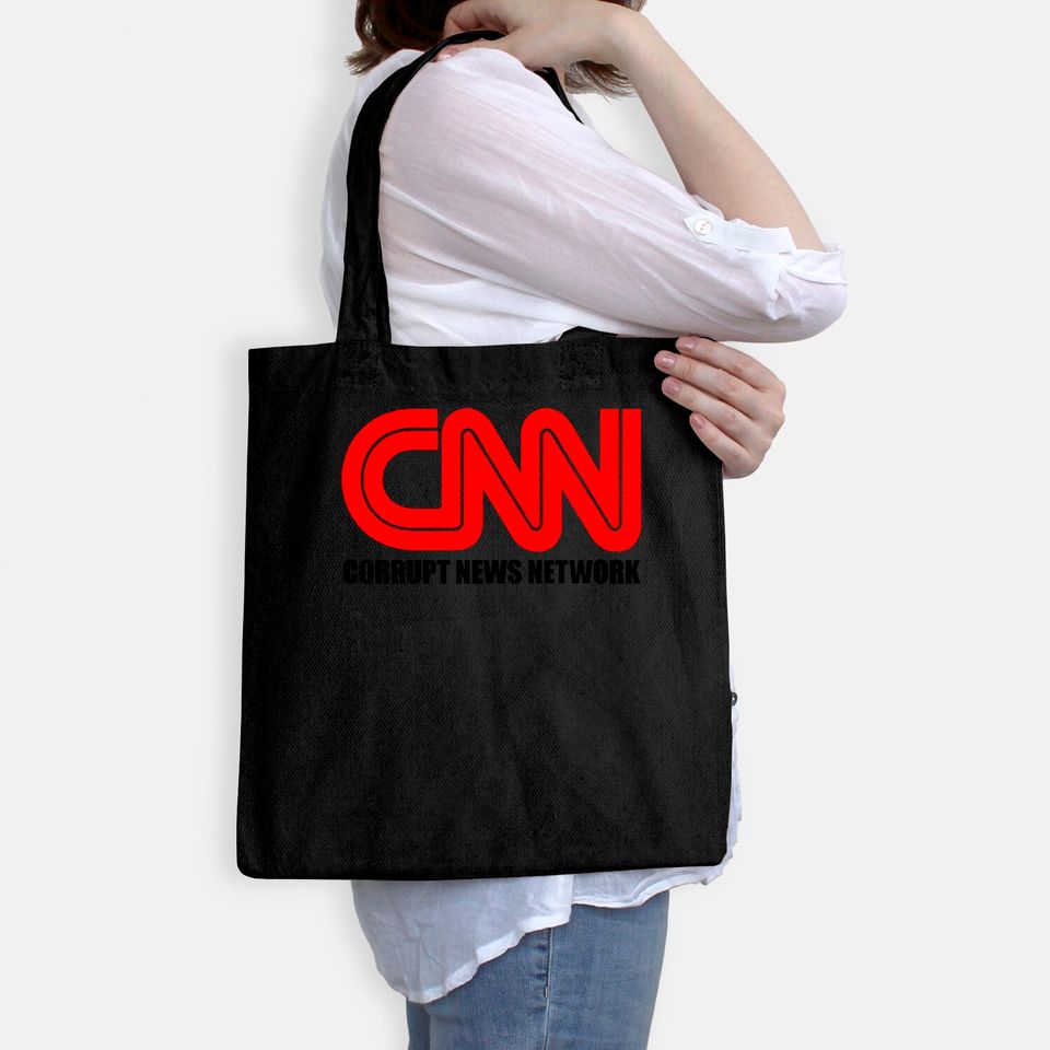 CNN Corrupt News Network on a Black Tote Bag