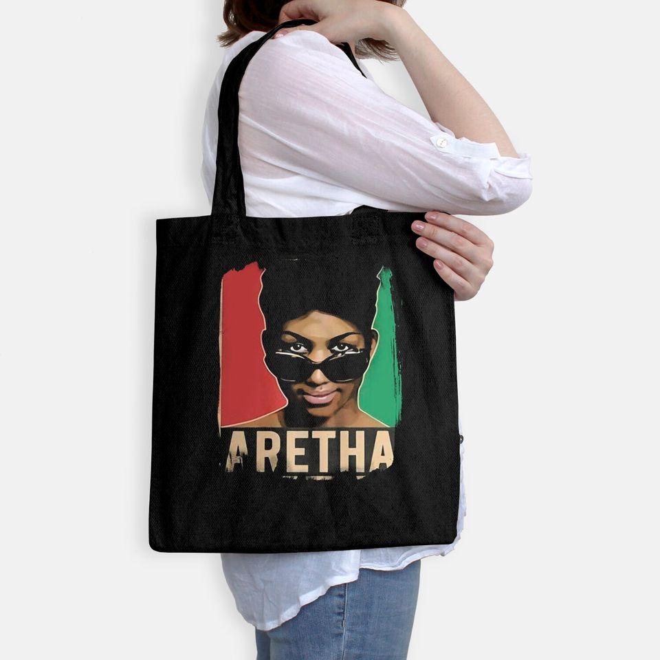 Aretha Franklin Tote Bag Men's Classic Short Sleeve Tees Tote Bag Tops