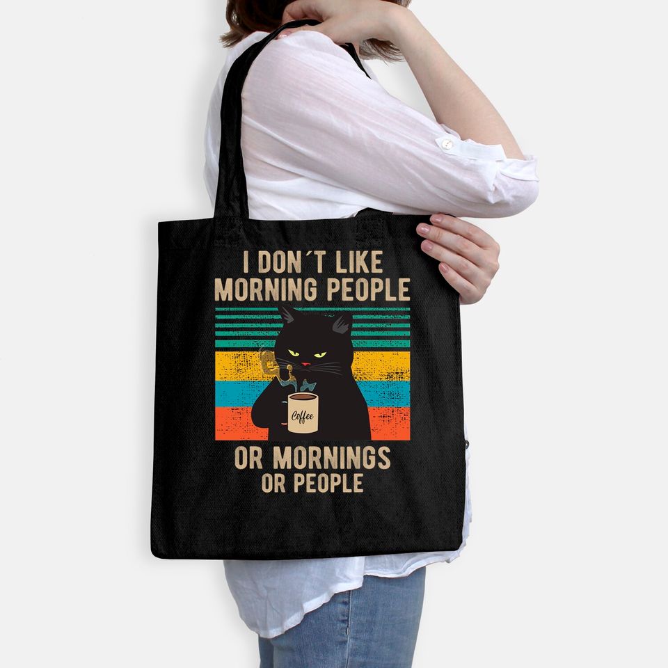 I Hate Morning People And Mornings And People Coffee Cat Tote Bag