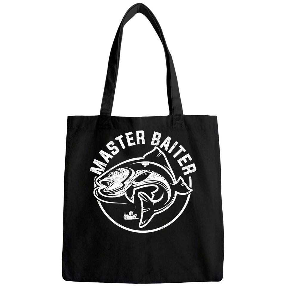 Master Baiter Fisherman Dad Husband Funny Fishing Graphic Premium Tote Bag