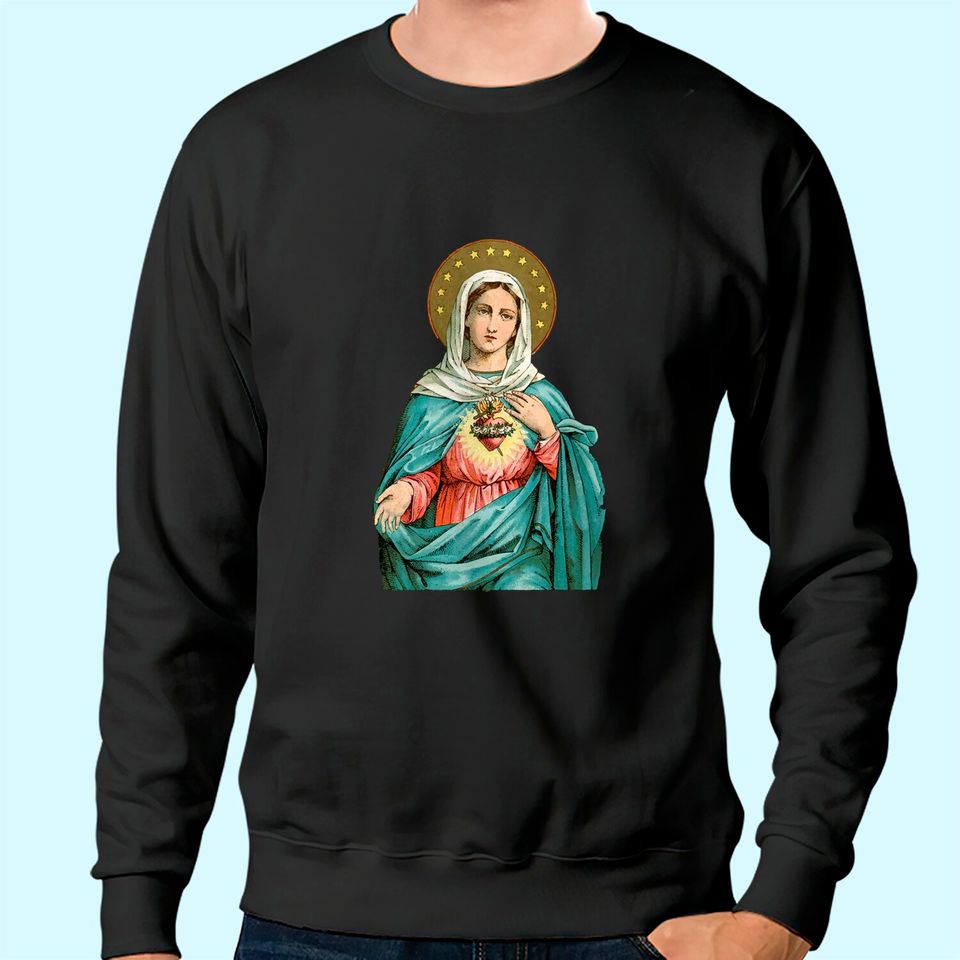 Immaculate Heart of Mary Our Blessed Mother Catholic Vintage Sweatshirt