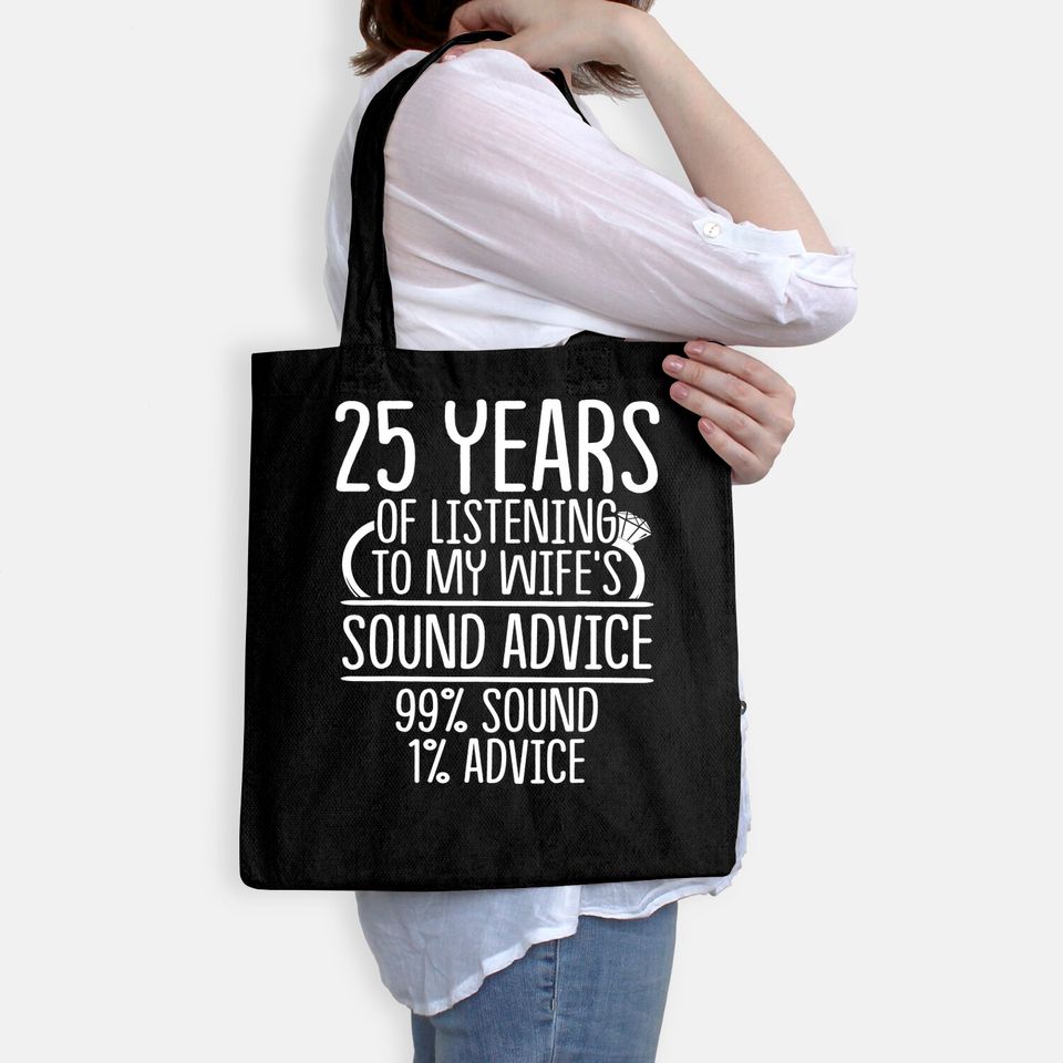 25th 25 year Wedding Anniversary Gift Listen Husband Wife Tote Bag