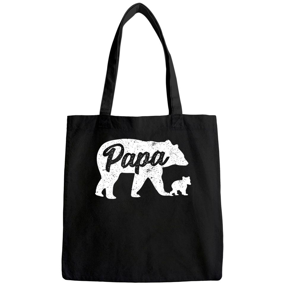 Vintage Papa Father Bear with 1 Cub father's Day Tote Bag
